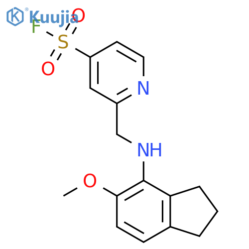 2-{[(5-methoxy-2,3-dihydro-1H-inden-4-yl)amino]methyl}pyridine-4-sulfonyl fluoride structure