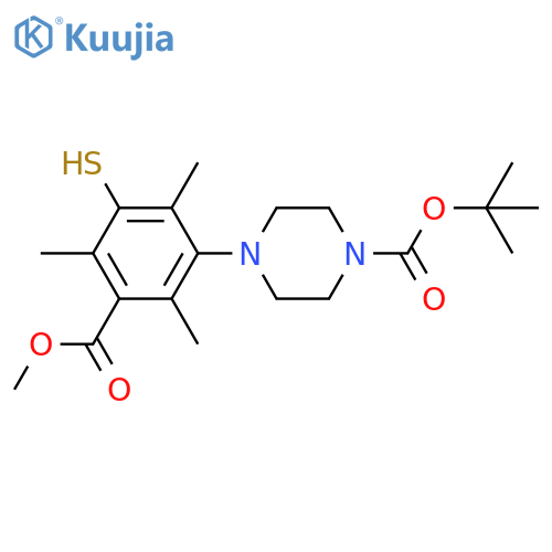 tert-butyl 4-3-(methoxycarbonyl)-2,4,6-trimethyl-5-sulfanylphenylpiperazine-1-carboxylate structure