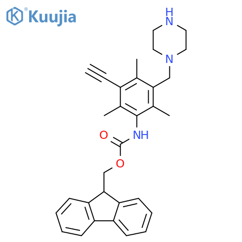 (9H-fluoren-9-yl)methyl N-{3-ethynyl-2,4,6-trimethyl-5-(piperazin-1-yl)methylphenyl}carbamate structure