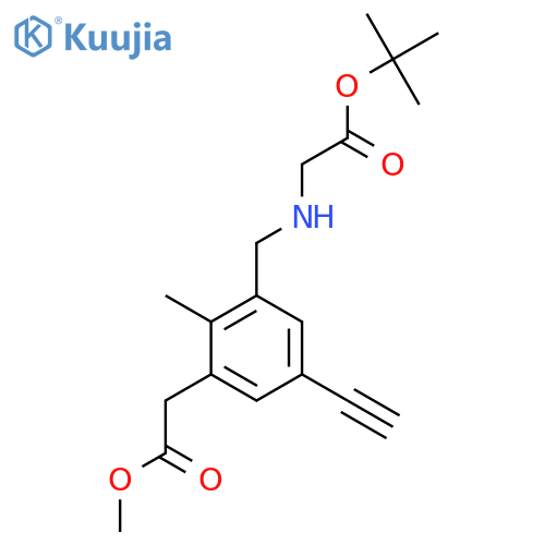 Tert-butyl 2-({[5-ethynyl-3-(2-methoxy-2-oxoethyl)-2-methylphenyl]methyl}amino)acetate structure