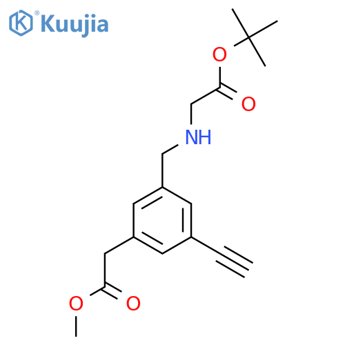 tert-butyl 2-({3-ethynyl-5-(2-methoxy-2-oxoethyl)phenylmethyl}amino)acetate structure