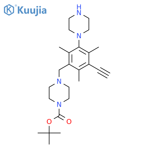 Tert-butyl 4-{[3-ethynyl-2,4,6-trimethyl-5-(piperazin-1-yl)phenyl]methyl}piperazine-1-carboxylate structure
