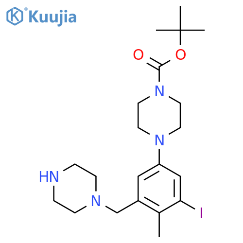 Tert-butyl 4-{3-iodo-4-methyl-5-[(piperazin-1-yl)methyl]phenyl}piperazine-1-carboxylate structure
