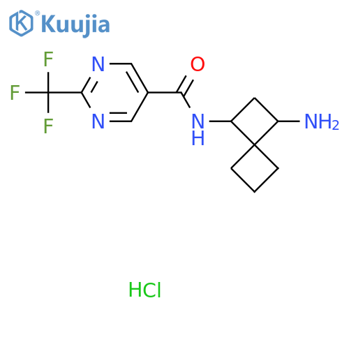 N-{3-aminospiro3.3heptan-1-yl}-2-(trifluoromethyl)pyrimidine-5-carboxamide hydrochloride structure