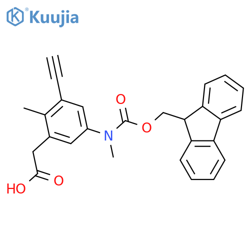 2-3-ethynyl-5-({(9H-fluoren-9-yl)methoxycarbonyl}(methyl)amino)-2-methylphenylacetic acid structure