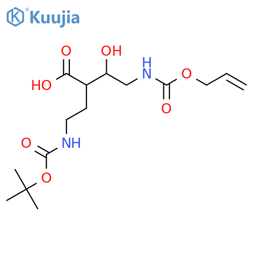 2-(2-{(tert-butoxy)carbonylamino}ethyl)-3-hydroxy-4-{(prop-2-en-1-yloxy)carbonylamino}butanoic acid structure