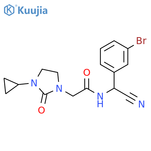 N-[(3-Bromophenyl)cyanomethyl]-3-cyclopropyl-2-oxo-1-imidazolidineacetamide structure