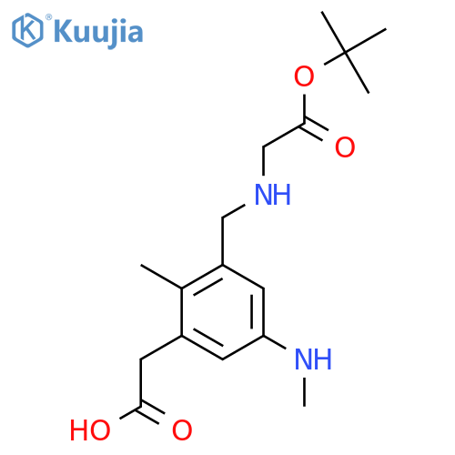 2-3-({2-(tert-butoxy)-2-oxoethylamino}methyl)-2-methyl-5-(methylamino)phenylacetic acid structure