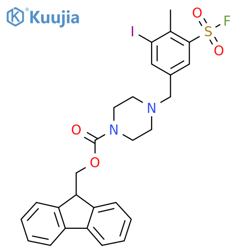 (9H-fluoren-9-yl)methyl 4-{3-(fluorosulfonyl)-5-iodo-4-methylphenylmethyl}piperazine-1-carboxylate structure
