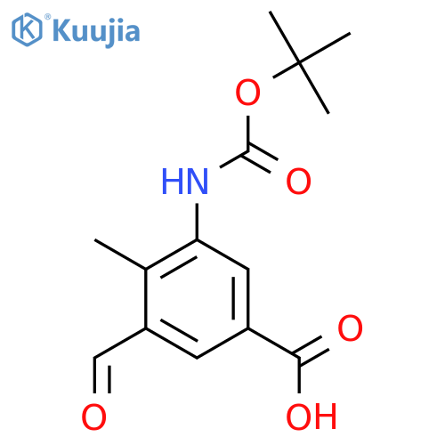 3-{(tert-butoxy)carbonylamino}-5-formyl-4-methylbenzoic acid structure