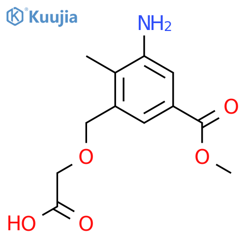 2-{3-amino-5-(methoxycarbonyl)-2-methylphenylmethoxy}acetic acid structure
