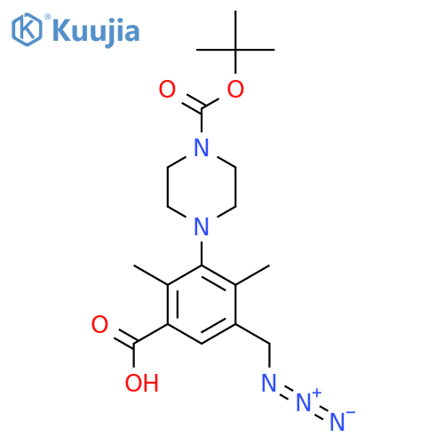 5-(Azidomethyl)-3-{4-[(tert-butoxy)carbonyl]piperazin-1-yl}-2,4-dimethylbenzoic acid structure