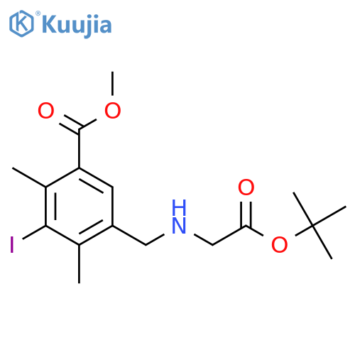 methyl 5-({2-(tert-butoxy)-2-oxoethylamino}methyl)-3-iodo-2,4-dimethylbenzoate structure