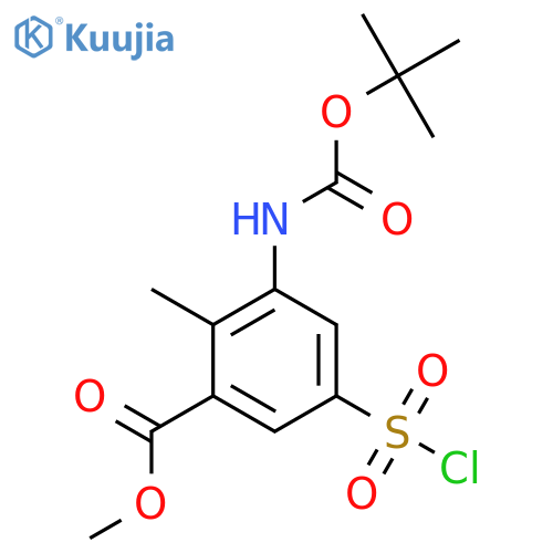methyl 3-{(tert-butoxy)carbonylamino}-5-(chlorosulfonyl)-2-methylbenzoate structure