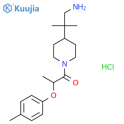 1-4-(1-amino-2-methylpropan-2-yl)piperidin-1-yl-2-(4-methylphenoxy)propan-1-one hydrochloride structure