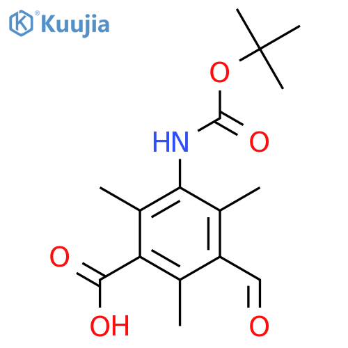 3-{[(Tert-butoxy)carbonyl]amino}-5-formyl-2,4,6-trimethylbenzoic acid structure