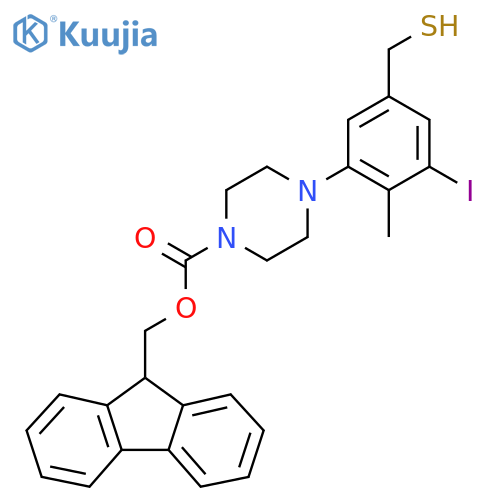 (9H-fluoren-9-yl)methyl 4-3-iodo-2-methyl-5-(sulfanylmethyl)phenylpiperazine-1-carboxylate structure