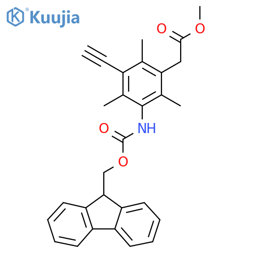 methyl 2-3-ethynyl-5-({(9H-fluoren-9-yl)methoxycarbonyl}amino)-2,4,6-trimethylphenylacetate structure