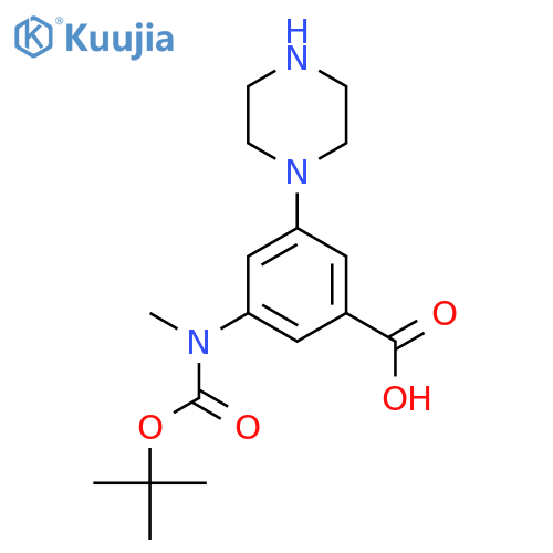 3-{[(Tert-butoxy)carbonyl](methyl)amino}-5-(piperazin-1-yl)benzoic acid structure