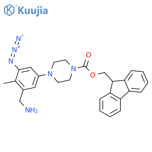 (9H-fluoren-9-yl)methyl 4-3-(aminomethyl)-5-azido-4-methylphenylpiperazine-1-carboxylate structure