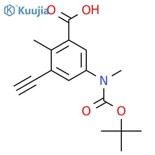 5-{(tert-butoxy)carbonyl(methyl)amino}-3-ethynyl-2-methylbenzoic acid structure
