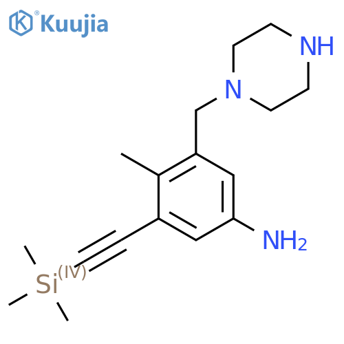4-Methyl-3-[(piperazin-1-yl)methyl]-5-[2-(trimethylsilyl)ethynyl]aniline structure