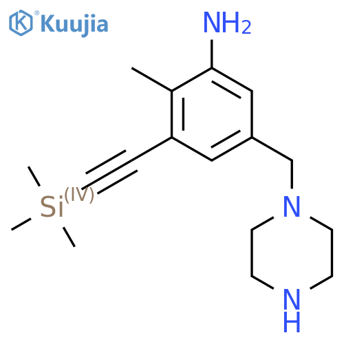 2-Methyl-5-[(piperazin-1-yl)methyl]-3-[2-(trimethylsilyl)ethynyl]aniline structure