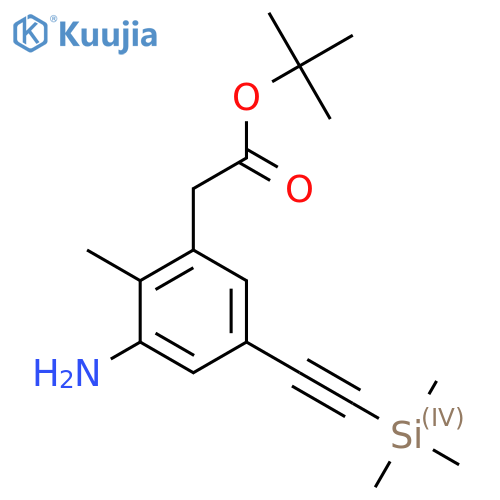 tert-butyl 2-{3-amino-2-methyl-5-2-(trimethylsilyl)ethynylphenyl}acetate structure