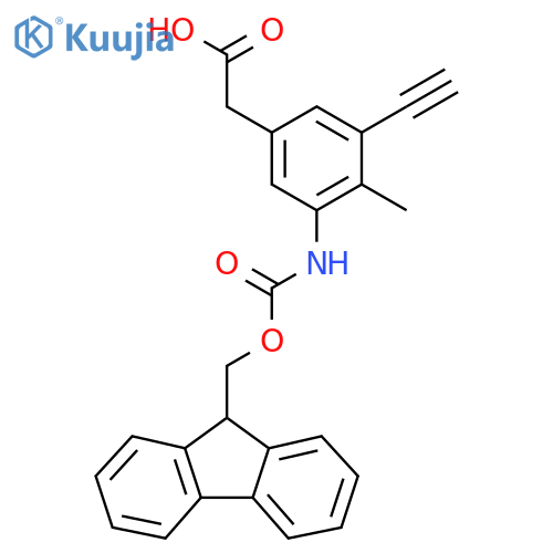 2-3-ethynyl-5-({(9H-fluoren-9-yl)methoxycarbonyl}amino)-4-methylphenylacetic acid structure