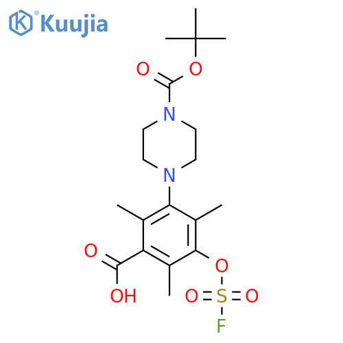 3-{4-[(Tert-butoxy)carbonyl]piperazin-1-yl}-5-[(fluorosulfonyl)oxy]-2,4,6-trimethylbenzoic acid structure