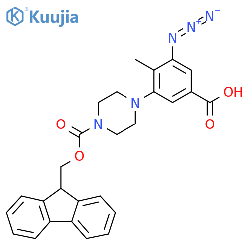 3-azido-5-(4-{(9H-fluoren-9-yl)methoxycarbonyl}piperazin-1-yl)-4-methylbenzoic acid structure