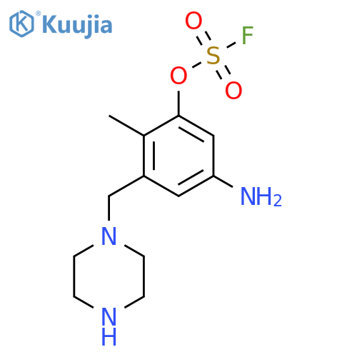 5-amino-2-methyl-3-(piperazin-1-yl)methylphenyl sulfurofluoridate structure