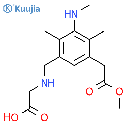 2-({[5-(2-Methoxy-2-oxoethyl)-2,4-dimethyl-3-(methylamino)phenyl]methyl}amino)acetic acid structure