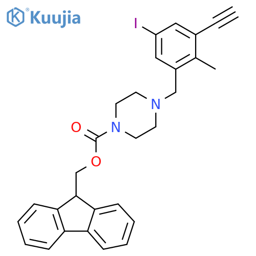 (9H-fluoren-9-yl)methyl 4-(3-ethynyl-5-iodo-2-methylphenyl)methylpiperazine-1-carboxylate structure