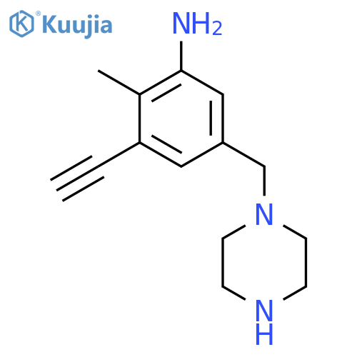 3-ethynyl-2-methyl-5-(piperazin-1-yl)methylaniline structure