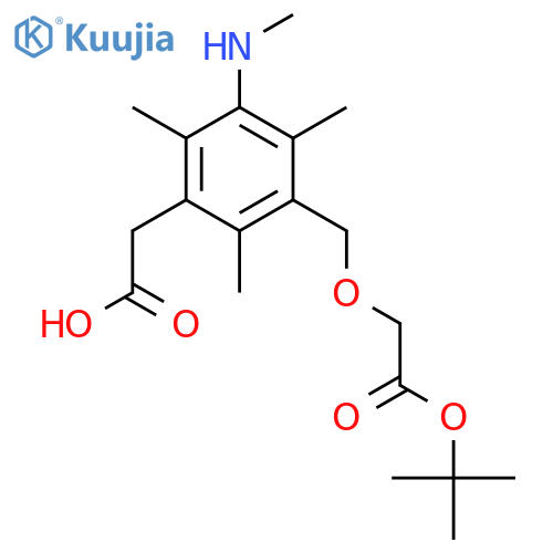 2-(3-{[2-(Tert-butoxy)-2-oxoethoxy]methyl}-2,4,6-trimethyl-5-(methylamino)phenyl)acetic acid structure
