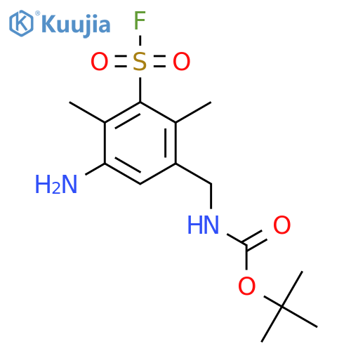 tert-butyl N-{5-amino-3-(fluorosulfonyl)-2,4-dimethylphenylmethyl}carbamate structure
