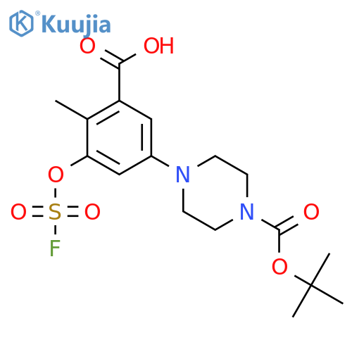 5-{4-[(Tert-butoxy)carbonyl]piperazin-1-yl}-3-[(fluorosulfonyl)oxy]-2-methylbenzoic acid structure