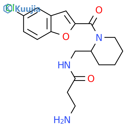 3-amino-N-{1-(5-chloro-1-benzofuran-2-carbonyl)piperidin-2-ylmethyl}propanamide structure