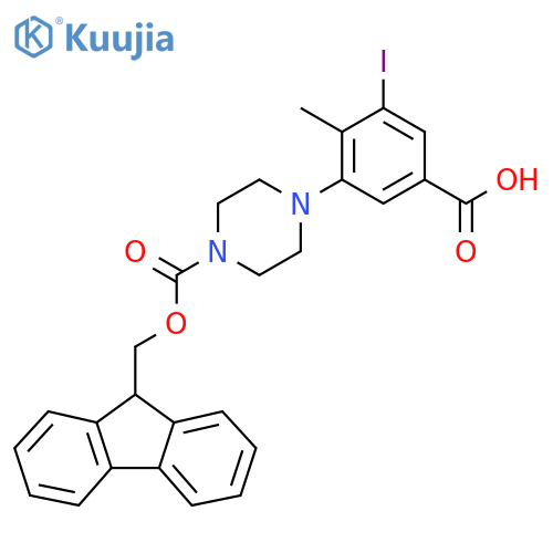 3-(4-{[(9H-fluoren-9-yl)methoxy]carbonyl}piperazin-1-yl)-5-iodo-4-methylbenzoic acid structure