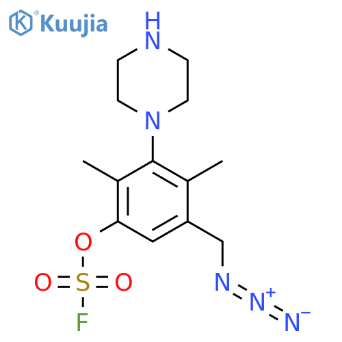 5-(Azidomethyl)-2,4-dimethyl-3-(piperazin-1-yl)phenyl sulfurofluoridate structure