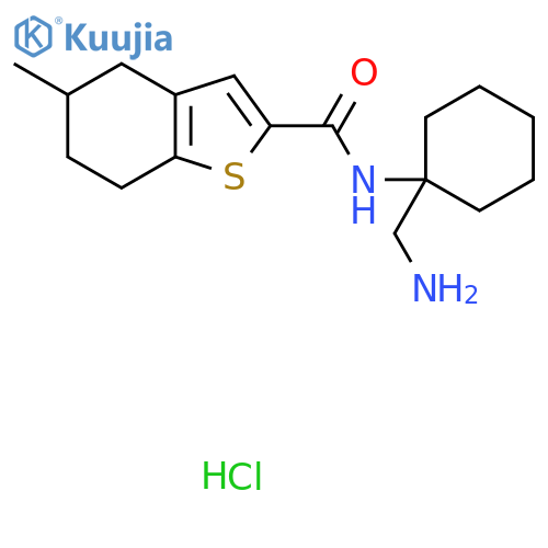 N-1-(aminomethyl)cyclohexyl-5-methyl-4,5,6,7-tetrahydro-1-benzothiophene-2-carboxamide hydrochloride structure