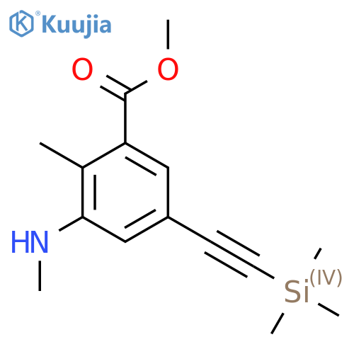 methyl 2-methyl-3-(methylamino)-5-2-(trimethylsilyl)ethynylbenzoate structure