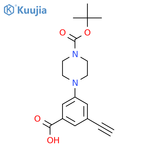 3-{4-(tert-butoxy)carbonylpiperazin-1-yl}-5-ethynylbenzoic acid structure
