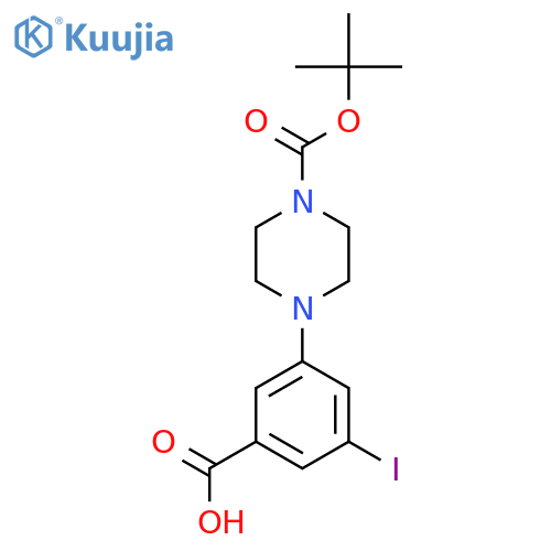 3-{4-(tert-butoxy)carbonylpiperazin-1-yl}-5-iodobenzoic acid structure