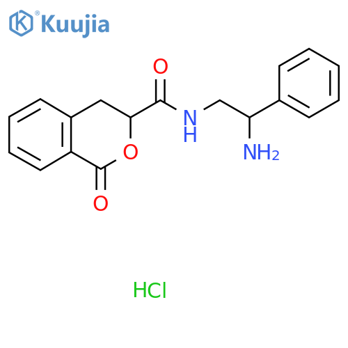 N-(2-amino-2-phenylethyl)-1-oxo-3,4-dihydro-1H-2-benzopyran-3-carboxamide hydrochloride structure
