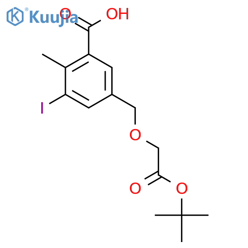 5-{2-(tert-butoxy)-2-oxoethoxymethyl}-3-iodo-2-methylbenzoic acid structure