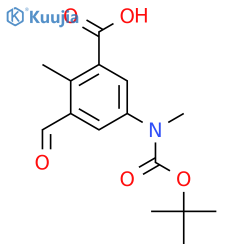 5-{(tert-butoxy)carbonyl(methyl)amino}-3-formyl-2-methylbenzoic acid structure