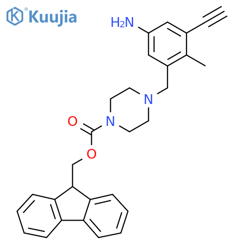 (9H-fluoren-9-yl)methyl 4-(5-amino-3-ethynyl-2-methylphenyl)methylpiperazine-1-carboxylate structure