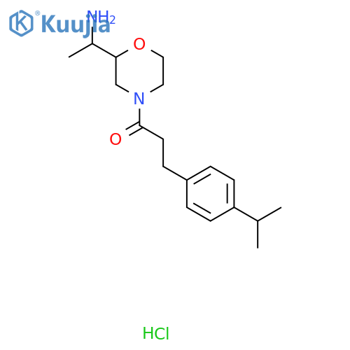 1-2-(1-aminoethyl)morpholin-4-yl-3-4-(propan-2-yl)phenylpropan-1-one hydrochloride structure